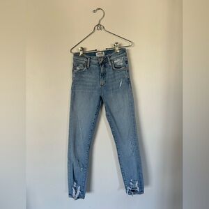 Agolde Sophie Crop in Outsider Denim Blue Jeans Distressed Size 23